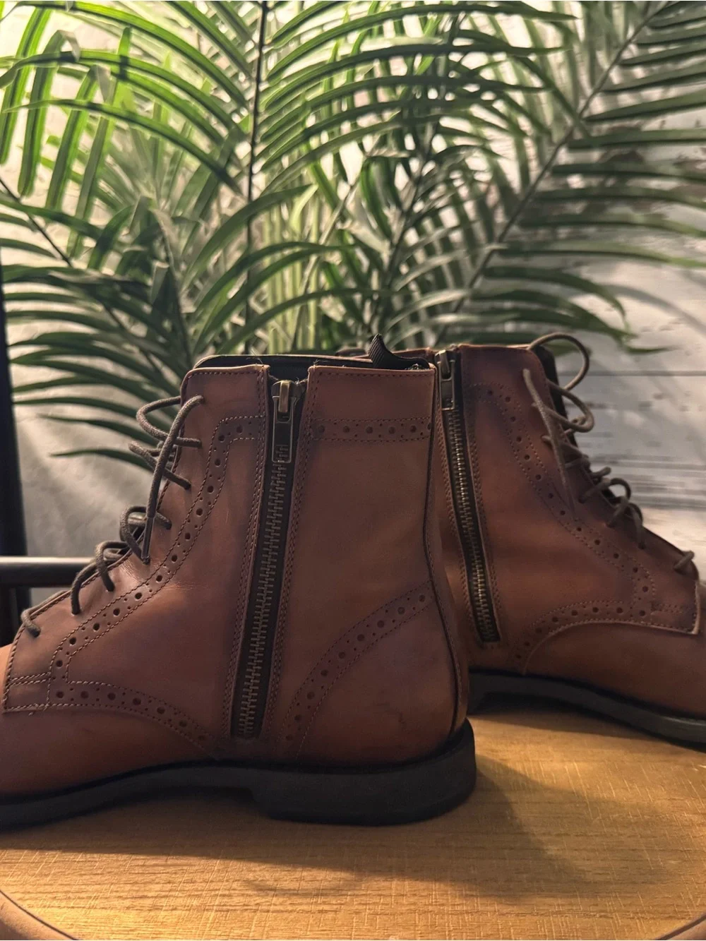 Zara Oxford Brogue Leather Ankle Boots